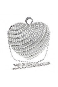 Women Heart shaped Pearl Diamonds Evening Bag