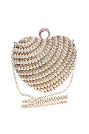 Women Heart shaped Pearl Diamonds Evening Bag