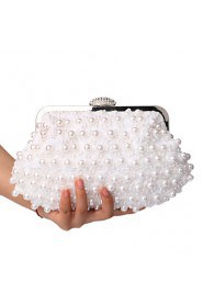 Women Pearl Lace Flowers Diamonds Evening Bag