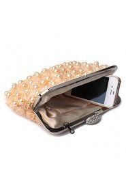 Women Pearl Lace Flowers Diamonds Evening Bag