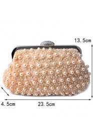 Women Pearl Lace Flowers Diamonds Evening Bag