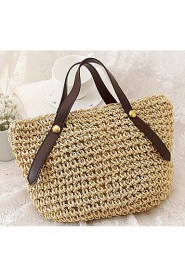 Women Straw Shopper Tote White / Beige / Pink / Green / Brown