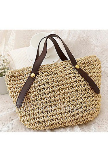 Women Straw Shopper Tote White / Beige / Pink / Green / Brown