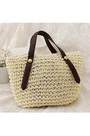 Women Straw Shopper Tote White / Beige / Pink / Green / Brown