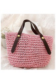 Women Straw Shopper Tote White / Beige / Pink / Green / Brown