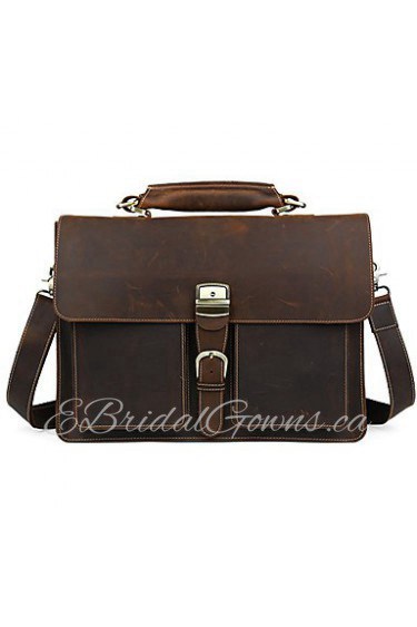 Men's Thick Bull Briefcase Heavy Duty Messenger Bag With Leather