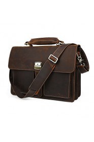 Men's Thick Bull Briefcase Heavy Duty Messenger Bag With Leather