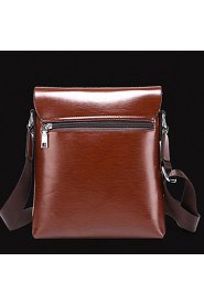 Men Cowhide Messenger Shoulder Bag Brown / Khaki