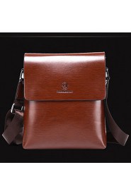 Men Cowhide Messenger Shoulder Bag Brown / Khaki