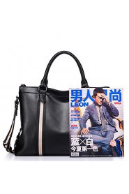 Men Real Genuine Cowhide Leather Purse Briefcase Hand Bag Portfolio Tote Laptop Stripes Blue / Brown / Black