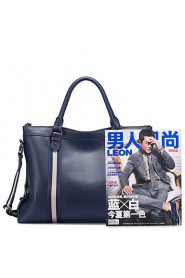 Men Real Genuine Cowhide Leather Purse Briefcase Hand Bag Portfolio Tote Laptop Stripes Blue / Brown / Black