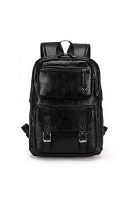 Men PU Bucket Backpack / School Bag / Travel Bag Black