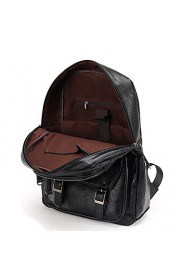 Men PU Bucket Backpack / School Bag / Travel Bag Black