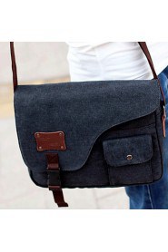 Men's Canvas Messenger Shoulder Bag Blue/Brown/Black