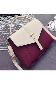 Women PU Sling Bag Shoulder Bag Black / Burgundy