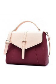 Women PU Sling Bag Shoulder Bag Black / Burgundy