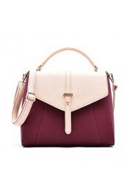 Women PU Sling Bag Shoulder Bag Black / Burgundy