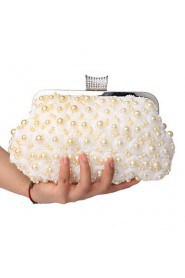 Women Pearl Lace Flowers Diamonds Evening Bag