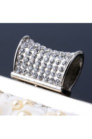 Women Pearl Lace Flowers Diamonds Evening Bag