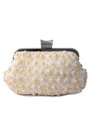 Women Pearl Lace Flowers Diamonds Evening Bag