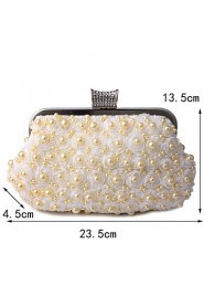 Women Pearl Lace Flowers Diamonds Evening Bag