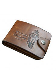 Men PU / Cowhide Bi fold Wallet / Clip Camel