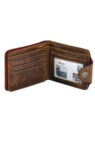 Men PU / Cowhide Bi fold Wallet / Clip Camel