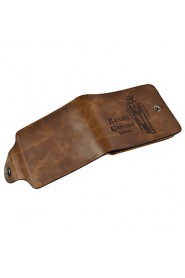 Men PU / Cowhide Bi fold Wallet / Clip Camel