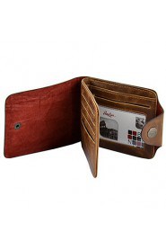 Men PU / Cowhide Bi fold Wallet / Clip Camel