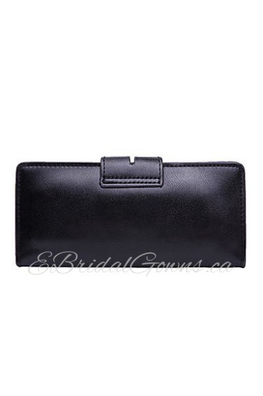 Women's PU Long Wallet/Card/Clutch bag Black/Pink