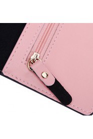 Women's PU Long Wallet/Card/Clutch bag Black/Pink