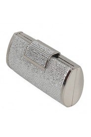 Handbags/ Clutches In Silver Satin With Crystal/Rhinestone