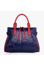 Women PU Shopper Shoulder Bag / Tote Blue / Red / Silver / Black