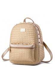 Women's Fashion Casual PU Leather Knit Backpack