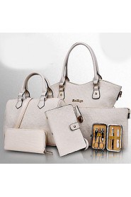 Women PU Barrel Shoulder Bag / Tote / Satchel / Clutch White / Blue / Gold / Black