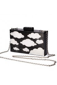 Women's Handmade The Blue Sky White Clouds Evening Bag