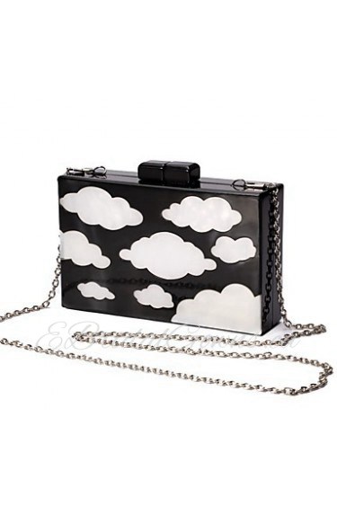 Women's Handmade The Blue Sky White Clouds Evening Bag