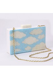 Women's Handmade The Blue Sky White Clouds Evening Bag