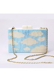 Women's Handmade The Blue Sky White Clouds Evening Bag