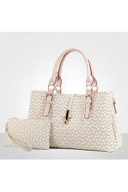 Women PU Weekend Bag Shoulder Bag / Tote / Clutch White / Pink / Blue / Brown