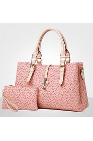 Women PU Weekend Bag Shoulder Bag / Tote / Clutch White / Pink / Blue / Brown