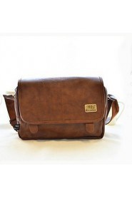 Men PU Messenger Shoulder Bag Brown / Black