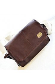 Men PU Messenger Shoulder Bag Brown / Black