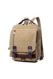 Unisex PU Canvas Bucket Shoulder Bag Tote Satchel Backpack Sports Leisure Laptop School Bag Blue Brown Gray