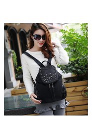 Women PU Bucket Backpack Black