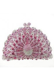 Ladies Luxuriant Peacock Design Rhinestone Clutch Purse