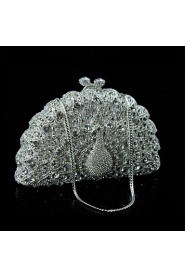 Ladies Luxuriant Peacock Design Rhinestone Clutch Purse