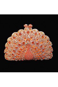 Ladies Luxuriant Peacock Design Rhinestone Clutch Purse