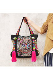 Women Canvas Shopper Shoulder Bag Multi color