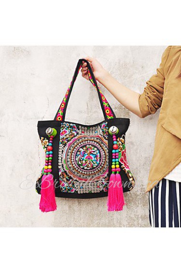 Women Canvas Shopper Shoulder Bag Multi color